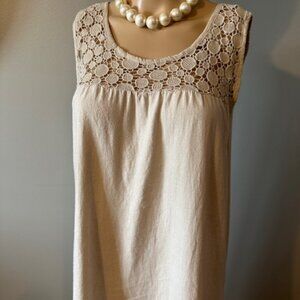 NWOT TAN A-LINE 100% LINEN HANDMADE DRESS